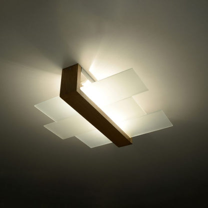 Plafond Sollux Lighting FENIKS 2 i naturligt træ, 1 stk.