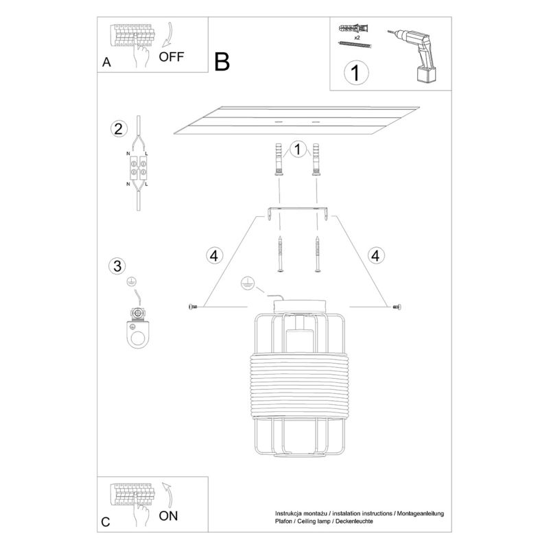 Plafond Sollux Lighting GIZUR 1 stk.