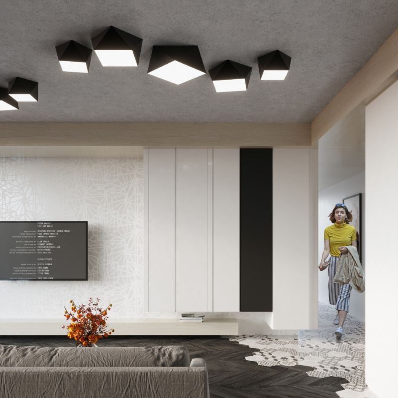 Plafond Sollux Lighting HEXA 25 sort 1 stk.