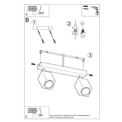 Plafond Sollux Lighting KEKE 2 egetræ 1 stk.
