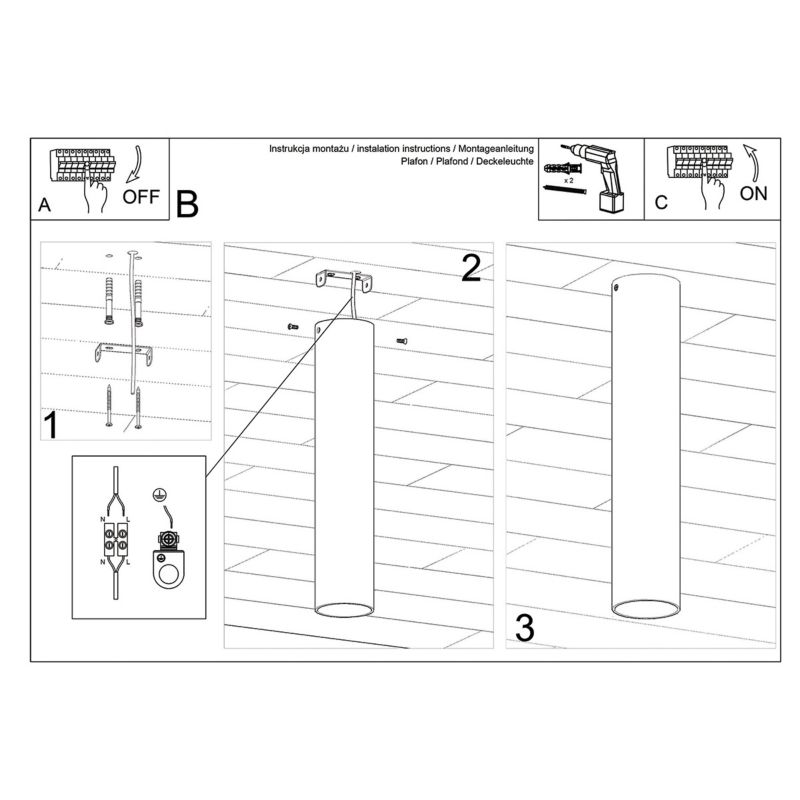 Plafond Sollux Lighting LAGOS 30 gylden blank 1 stk.