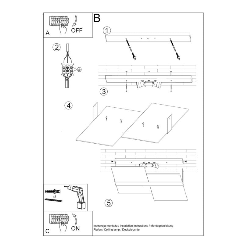Plafond Sollux Lighting MASSIMO krom 1 stk.