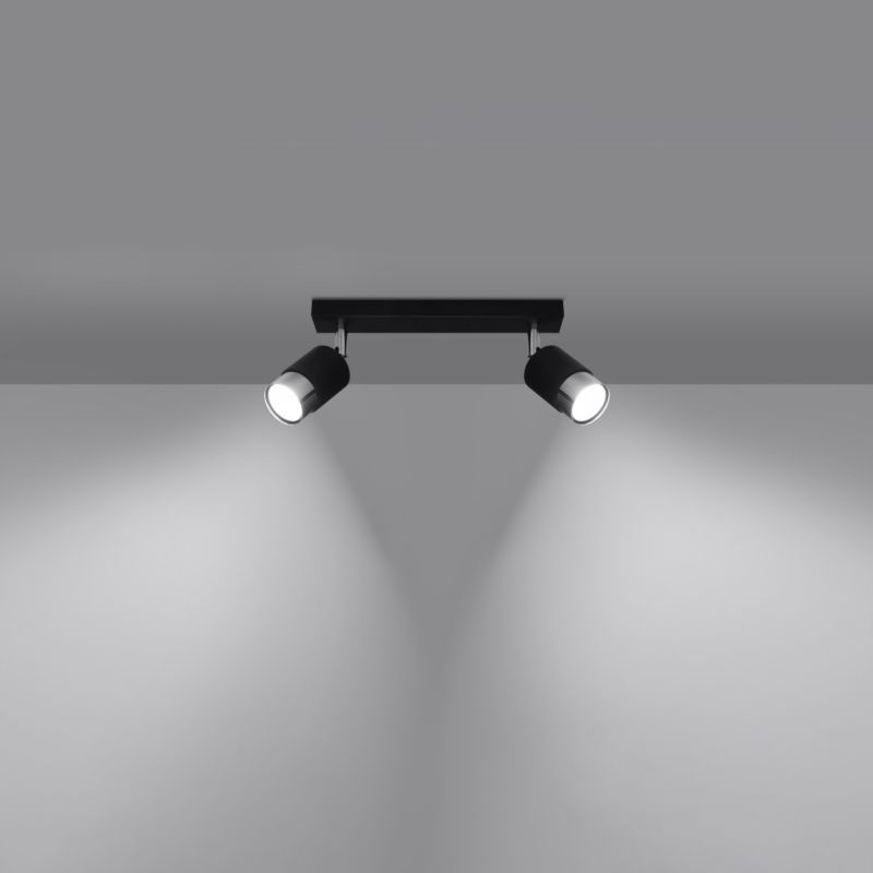 Plafond Sollux Lighting NERO 2 sort/krom 1 stk.