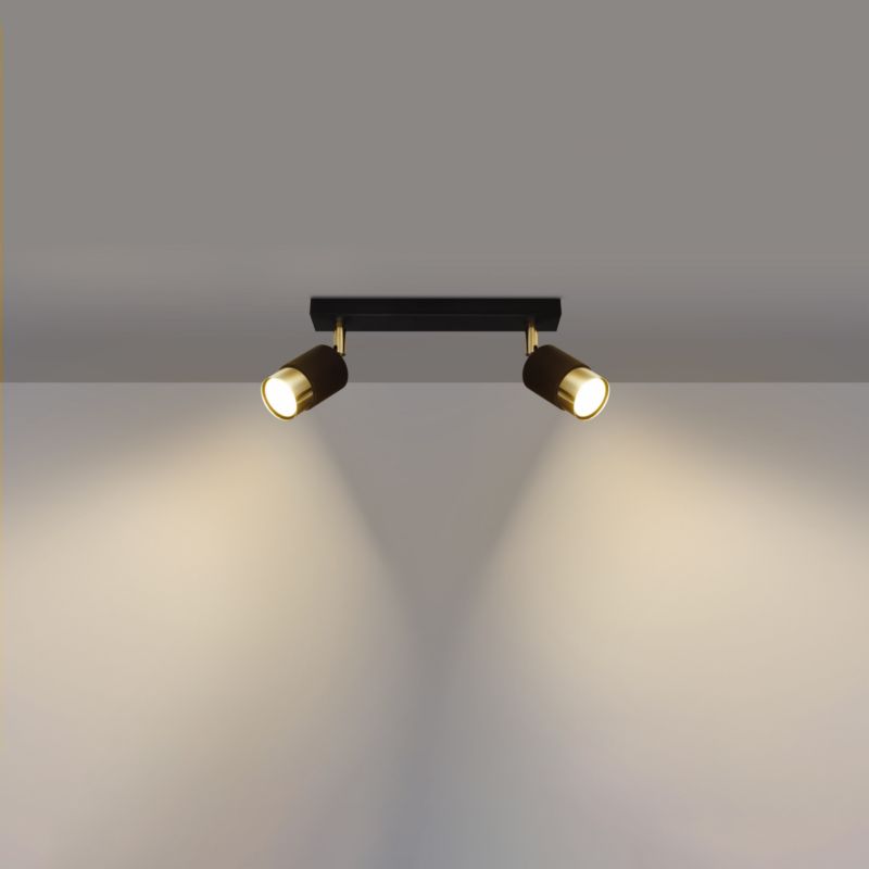 Plafond Sollux Lighting NERO 2 sort/guld 1 stk.