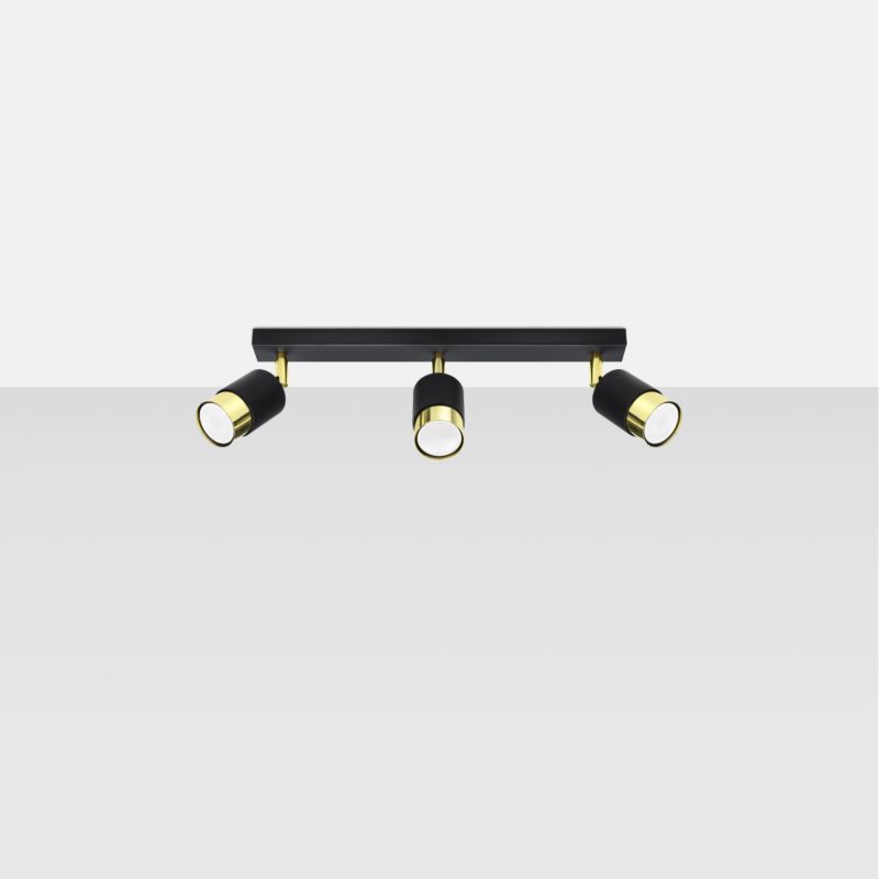 Plafond Sollux Lighting NERO 3 sort/guld 1 stk.