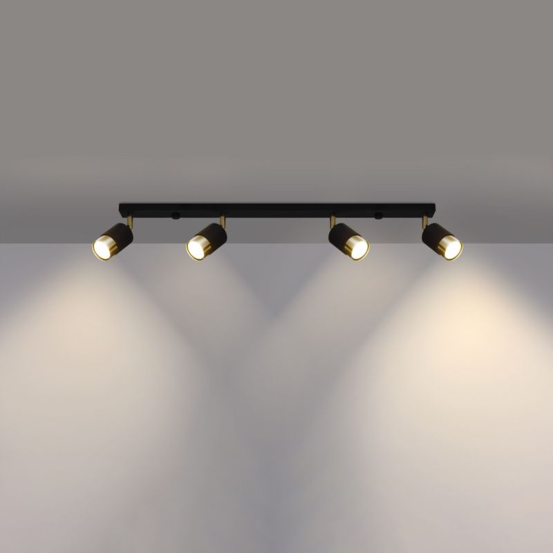 Plafond Sollux Lighting NERO 4 sort/guld 1 stk.