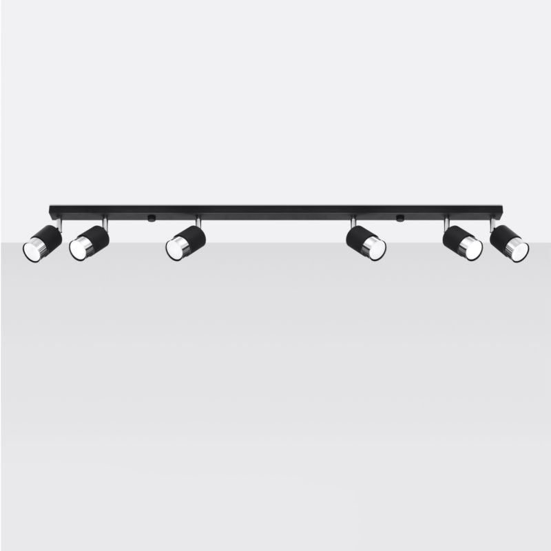 Plafond Sollux Lighting NERO 6 sort/krom 1 stk.