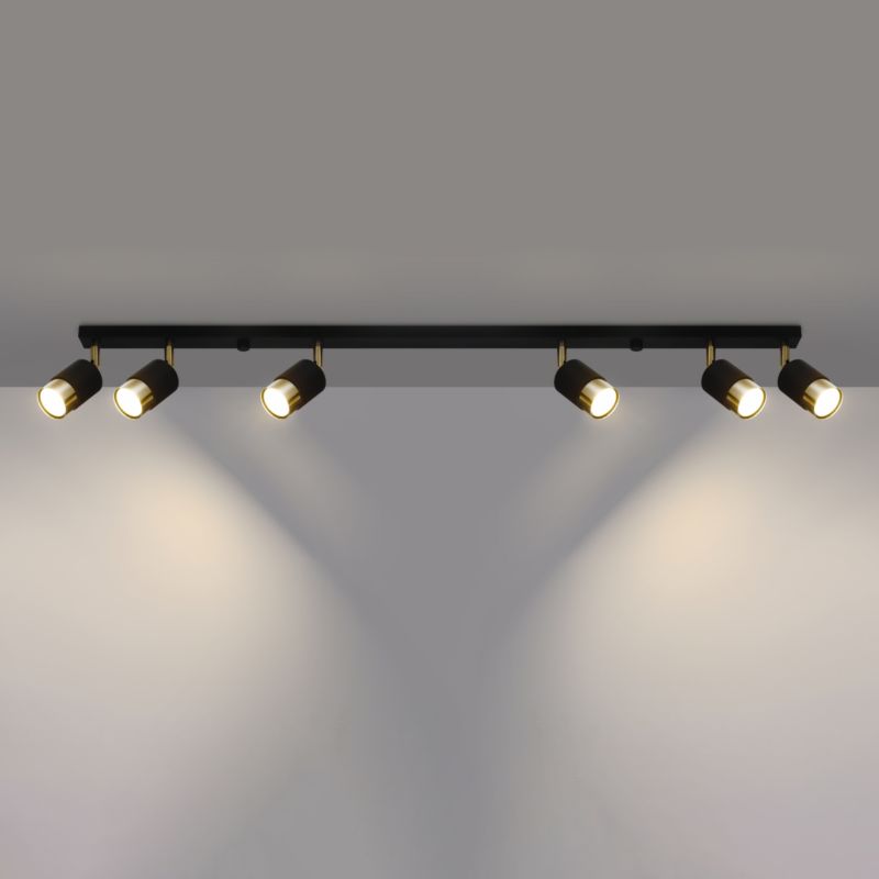 Plafond Sollux Lighting NERO 6 sort/guld 1 stk.