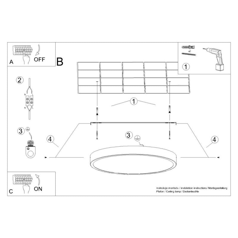 Plafond Sollux Lighting ONYX 30 hvid LED 3000K 1 stk.
