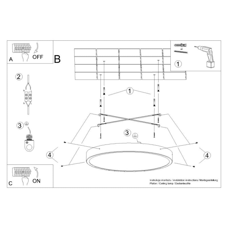 Plafond Sollux Lighting ONYX 40 sort LED 3000K 1 stk.