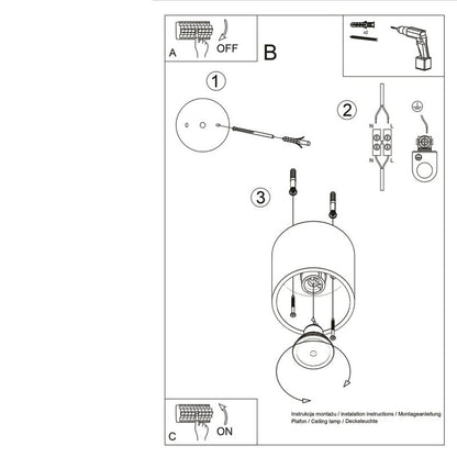 Plafond Sollux Lighting ORBIS 1 guldfarvet 1 stk.