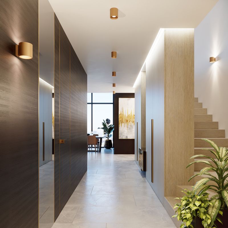 Plafond Sollux Lighting ORBIS 1 guldfarvet 1 stk.