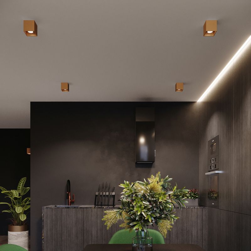 Plafond Sollux Lighting QUAD 1 guldfarvet 1 stk.