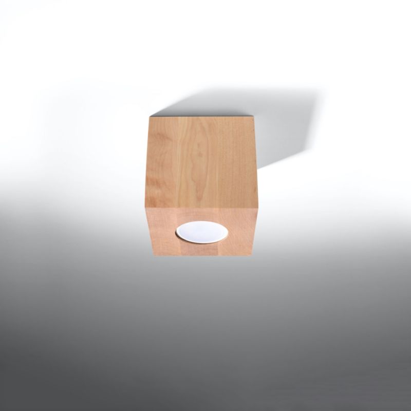 Plafond Sollux Lighting QUAD i naturligt træ, 1 stk.