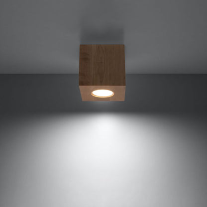 Plafond Sollux Lighting QUAD i naturligt træ, 1 stk.