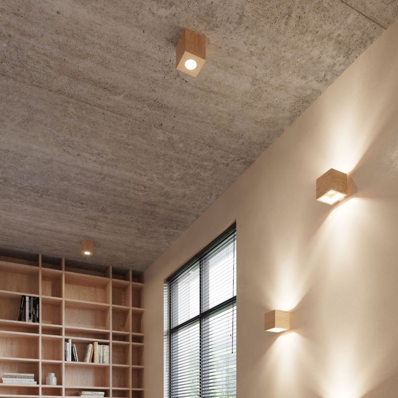 Plafond Sollux Lighting QUAD i naturligt træ, 1 stk.