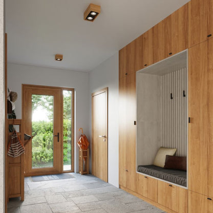 Plafond Sollux Lighting QUATRO 1 naturligt træ 1 stk.