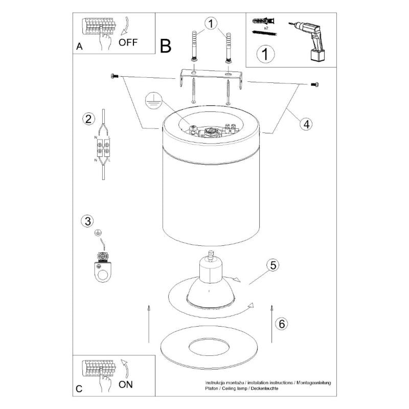 Sollux Lighting RIF plafondlampe sort 1 stk.