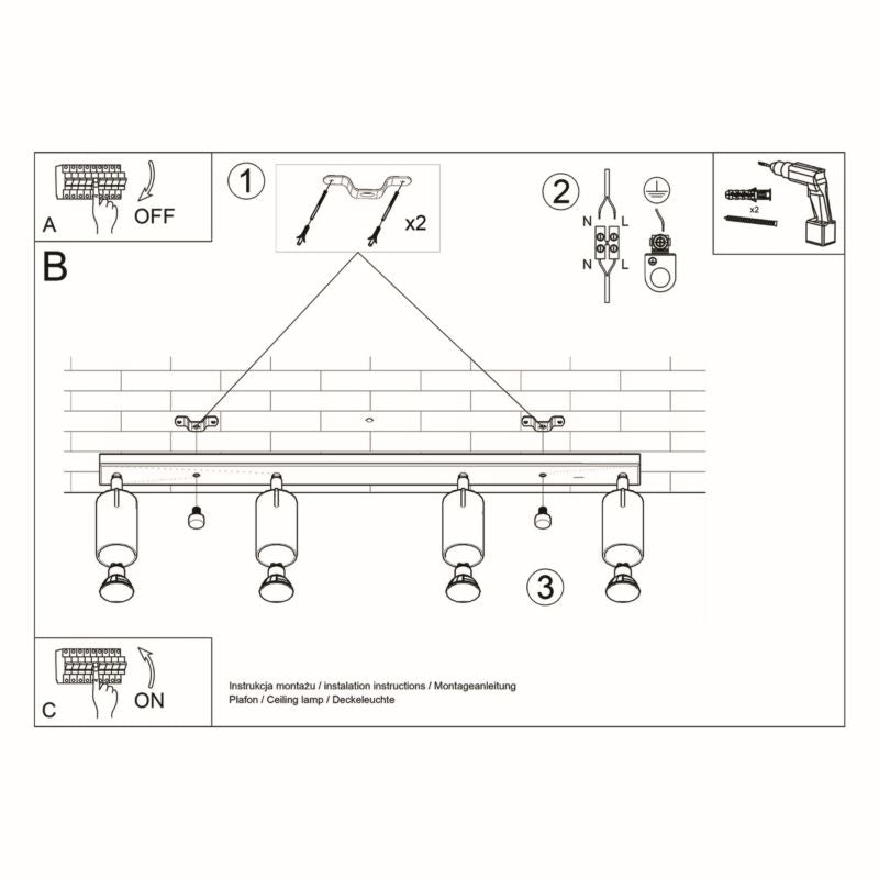 Plafond Sollux Lighting RING 4L hvid 1 stk.