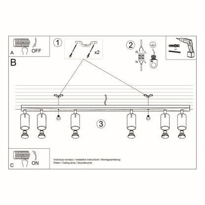 Plafond Sollux Lighting RING 6L krom 1 stk.