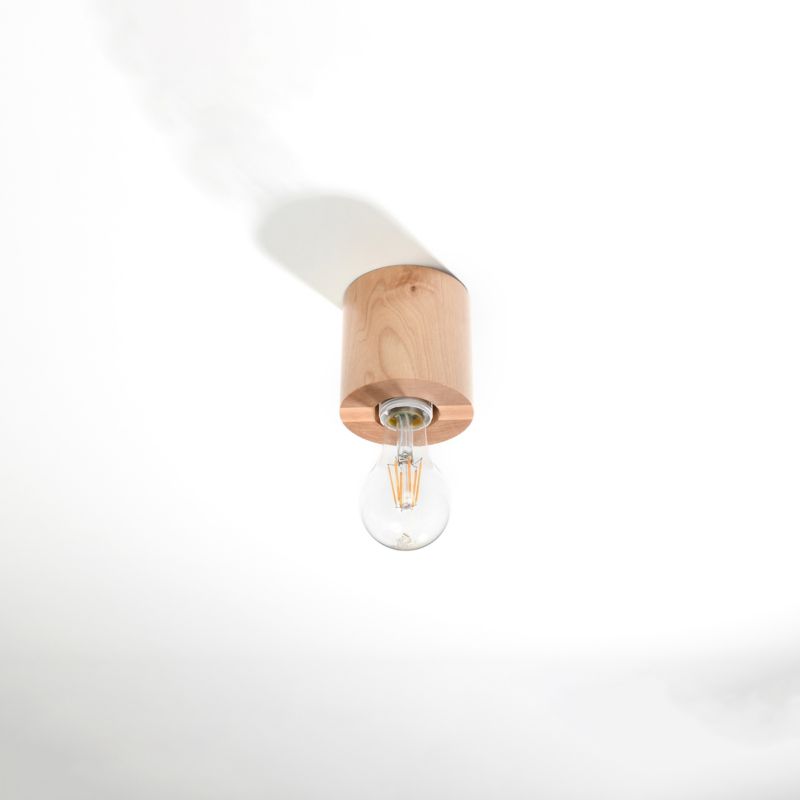 Plafond Sollux Lighting SALGADO i naturligt træ, 1 stk.