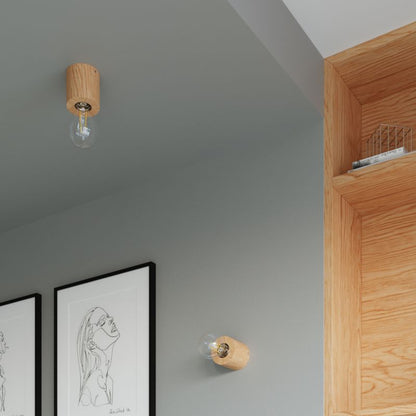 Plafond Sollux Lighting SALGADO i naturligt træ, 1 stk.