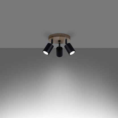 Plafond Sollux Lighting VERDO 3P mat-sort 1 stk.