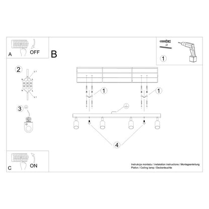 Plafond Sollux Lighting VERDO 4 hvid 1 stk.
