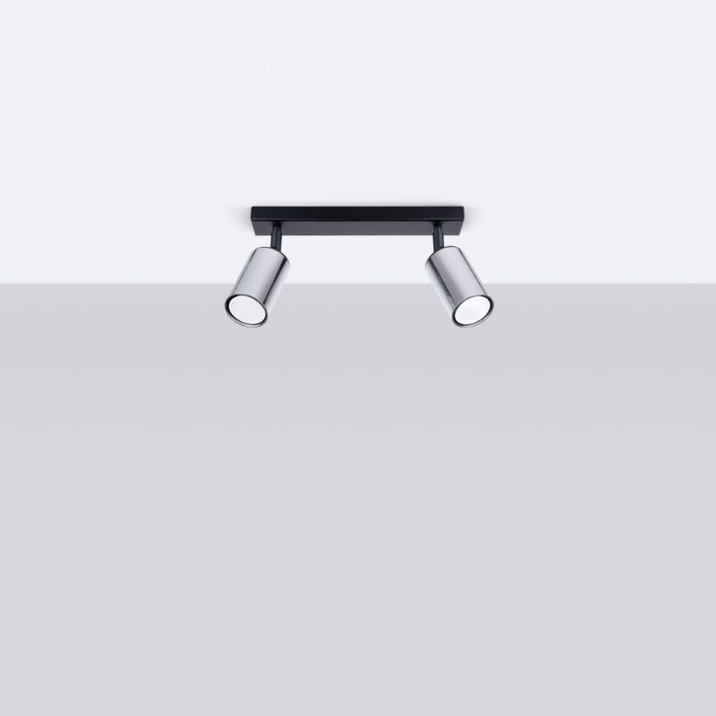 Plafond Sollux Lighting WINX 2 mat-sort/krom 1 stk.