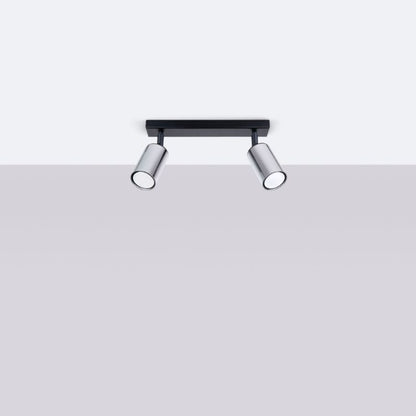 Plafond Sollux Lighting WINX 2 mat-sort/krom 1 stk.