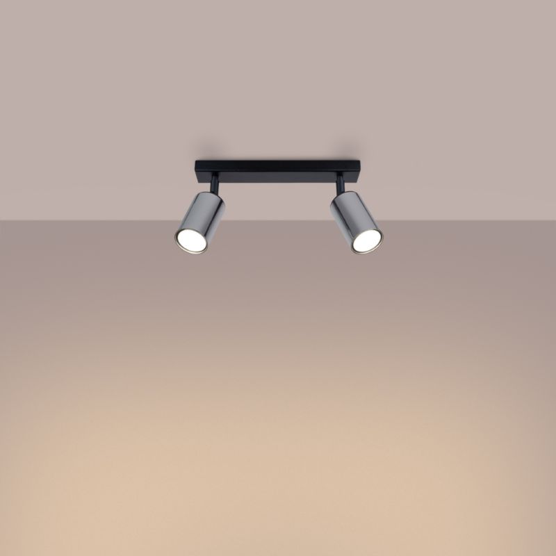 Plafond Sollux Lighting WINX 2 mat-sort/krom 1 stk.