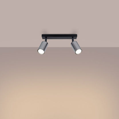 Plafond Sollux Lighting WINX 2 mat-sort/krom 1 stk.