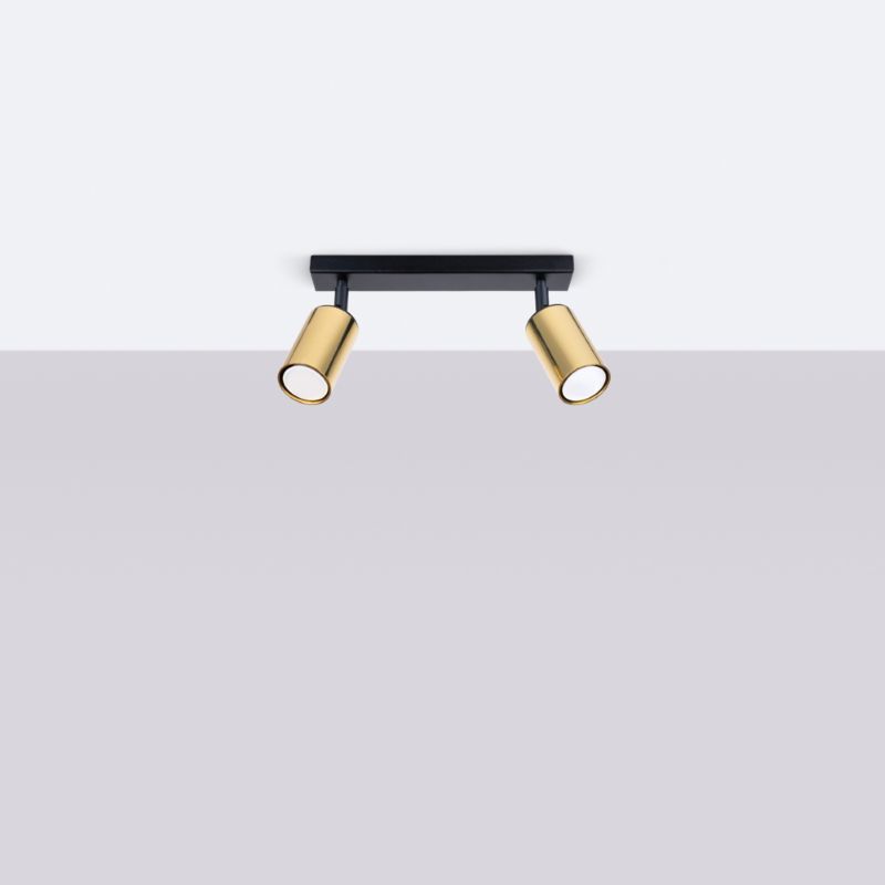 Plafond Sollux Lighting WINX 2 mat-sort/guld 1 stk.