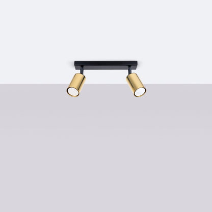 Plafond Sollux Lighting WINX 2 mat-sort/guld 1 stk.