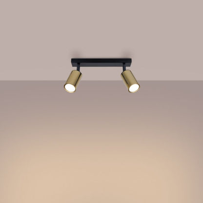 Plafond Sollux Lighting WINX 2 mat-sort/guld 1 stk.