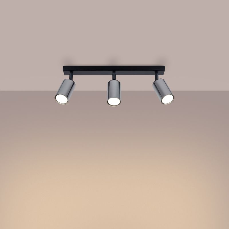 Plafond Sollux Lighting WINX 3 sort/krom 1 stk.