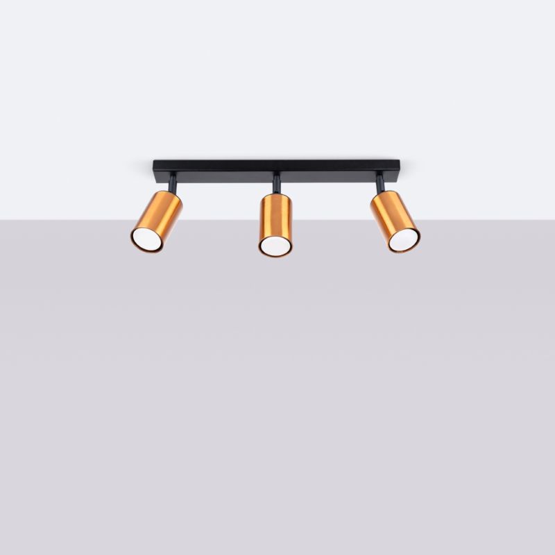 Plafond Sollux Lighting WINX 3 sort/kobber 1 stk.