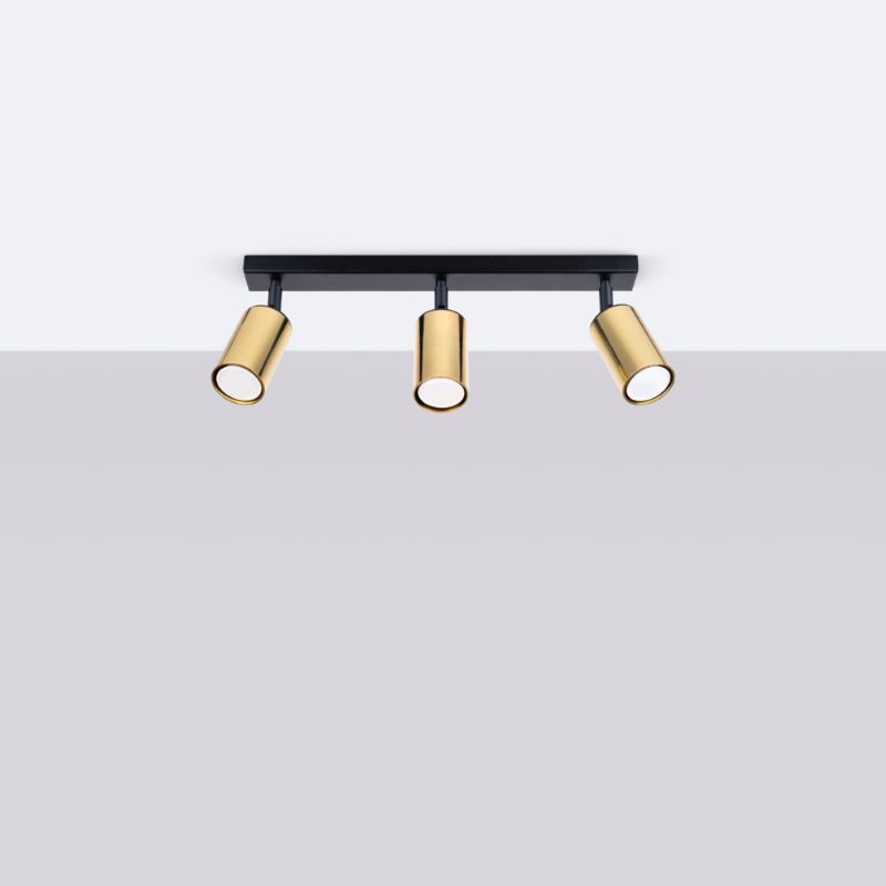 Plafond Sollux Lighting WINX 3 sort/guld 1 stk.