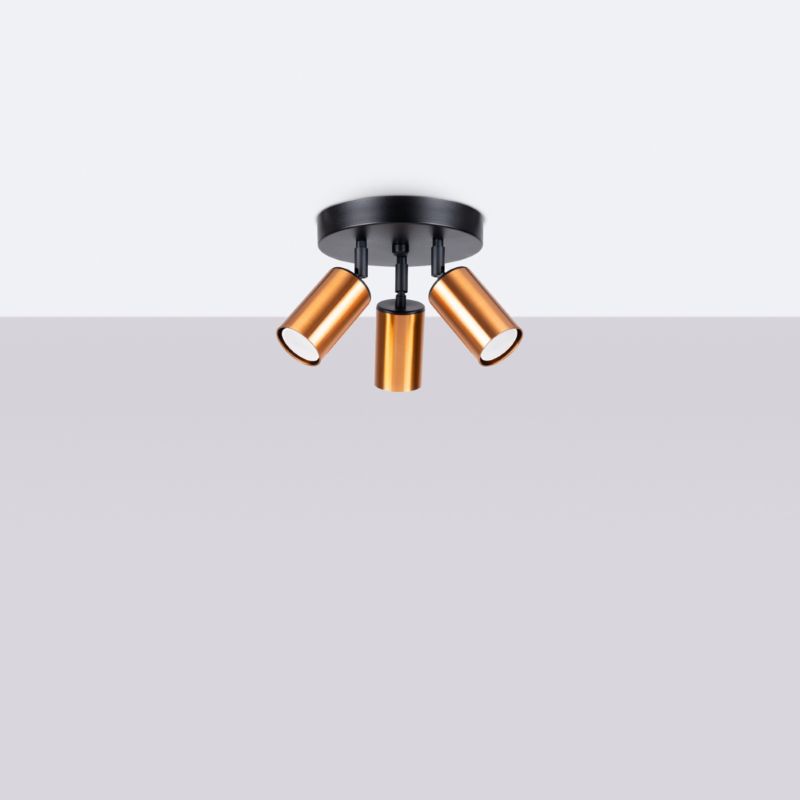 Plafond Sollux Lighting WINX 3P sort/kobber 1 stk.