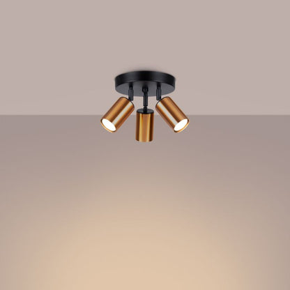 Plafond Sollux Lighting WINX 3P sort/kobber 1 stk.