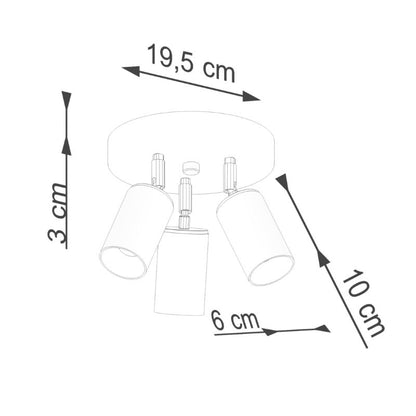 Plafond Sollux Lighting WINX 3P sort/kobber 1 stk.
