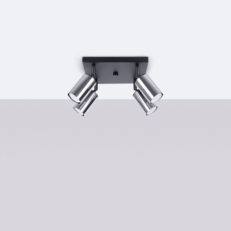 Plafond Sollux Lighting WINX 4 sort/krom 1 stk.