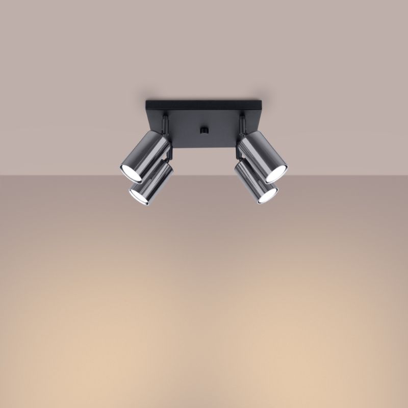 Plafond Sollux Lighting WINX 4 sort/krom 1 stk.