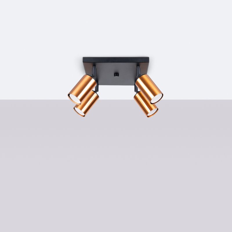 Plafond Sollux Lighting WINX 4 sort/kobber 1 stk.