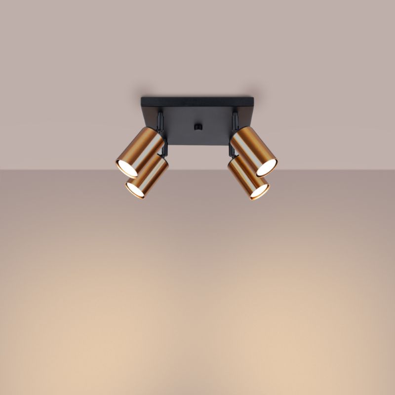 Plafond Sollux Lighting WINX 4 sort/kobber 1 stk.