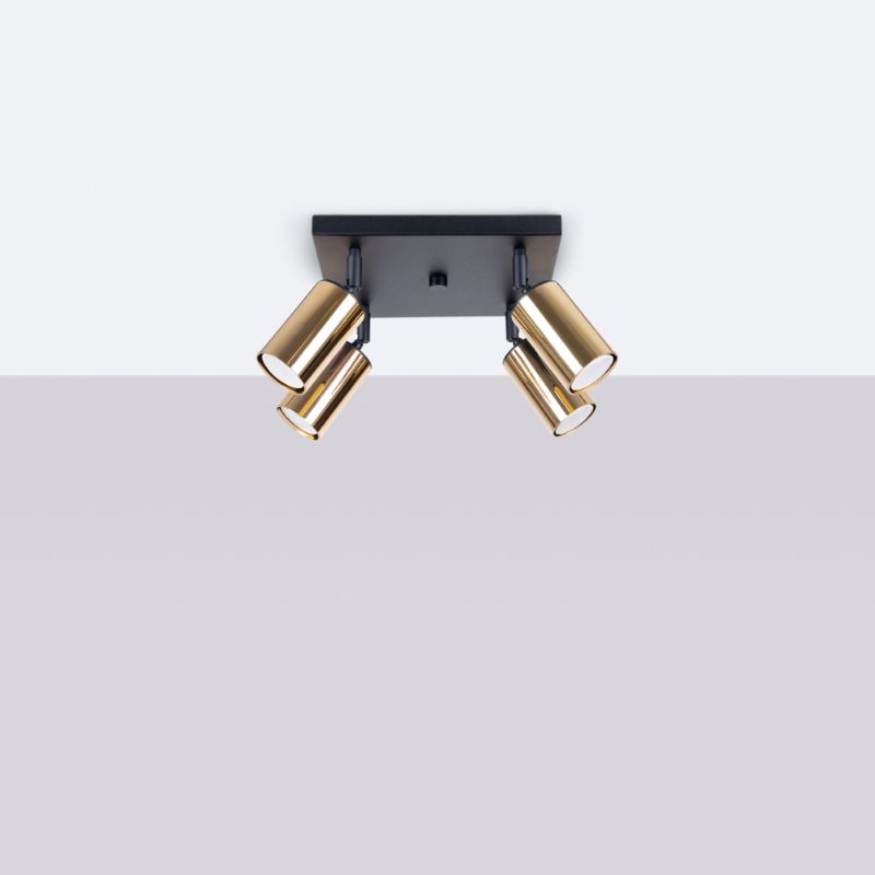 Plafond Sollux Lighting WINX 4 sort/guld 1 stk.