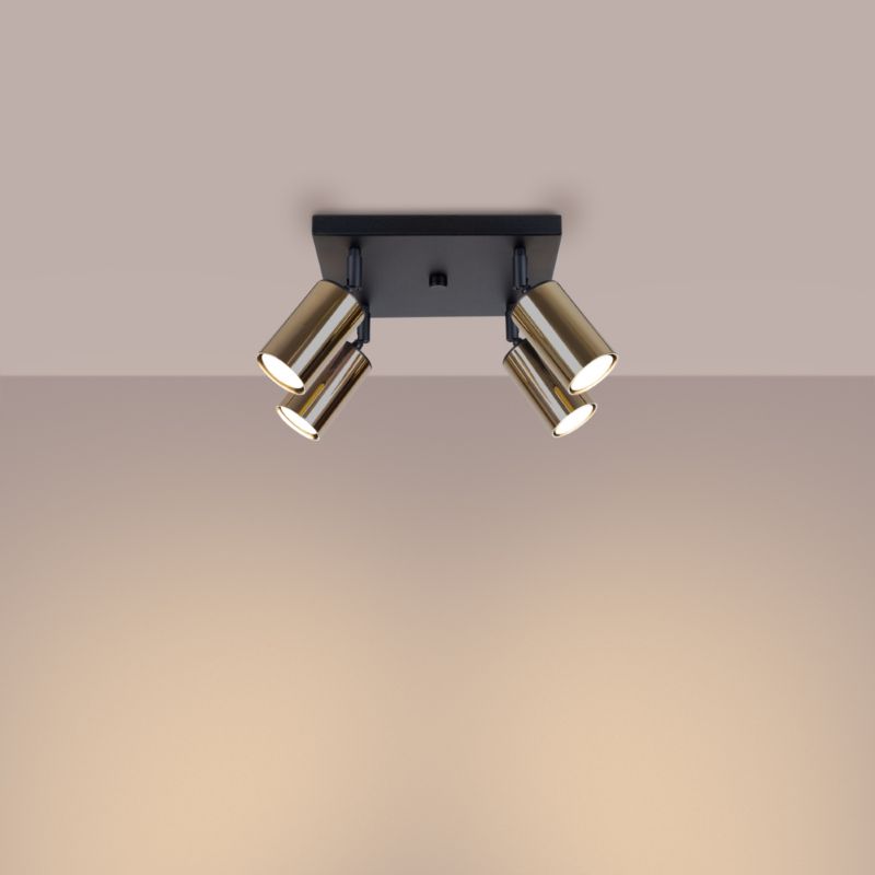 Plafond Sollux Lighting WINX 4 sort/guld 1 stk.