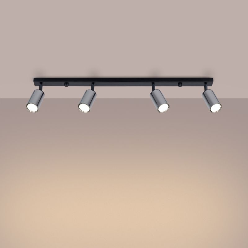 Plafond Sollux Lighting WINX 4L sort/krom 1 stk.