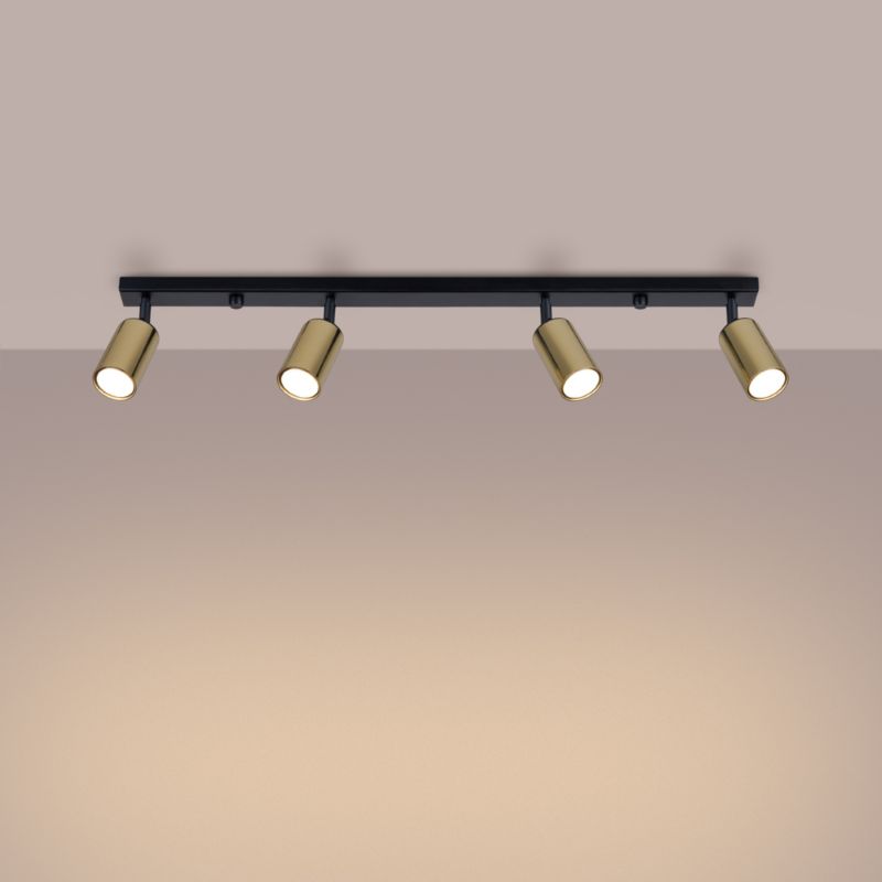 Plafond Sollux Lighting WINX 4L sort/guld 1 stk.