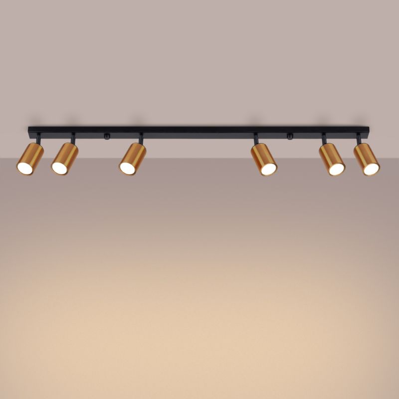 Plafond Sollux Lighting WINX 6L sort/kobber 1 stk.